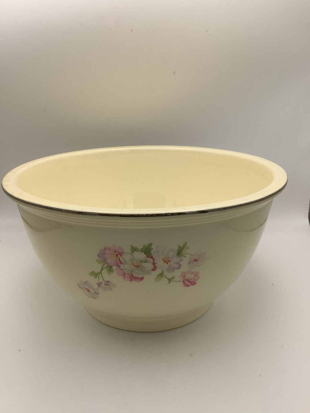 Vintage Homer Laughlin Kitchen Kraft Oven Serve Cream Floral Ceramic Mixing Bowl